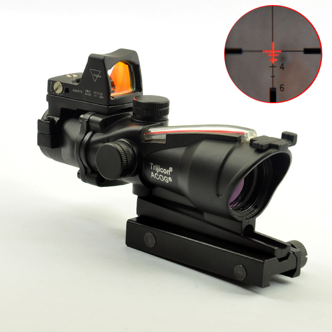 ACOG Style 4X32 Fiber Source Red Illuminated Scope w/ red dot